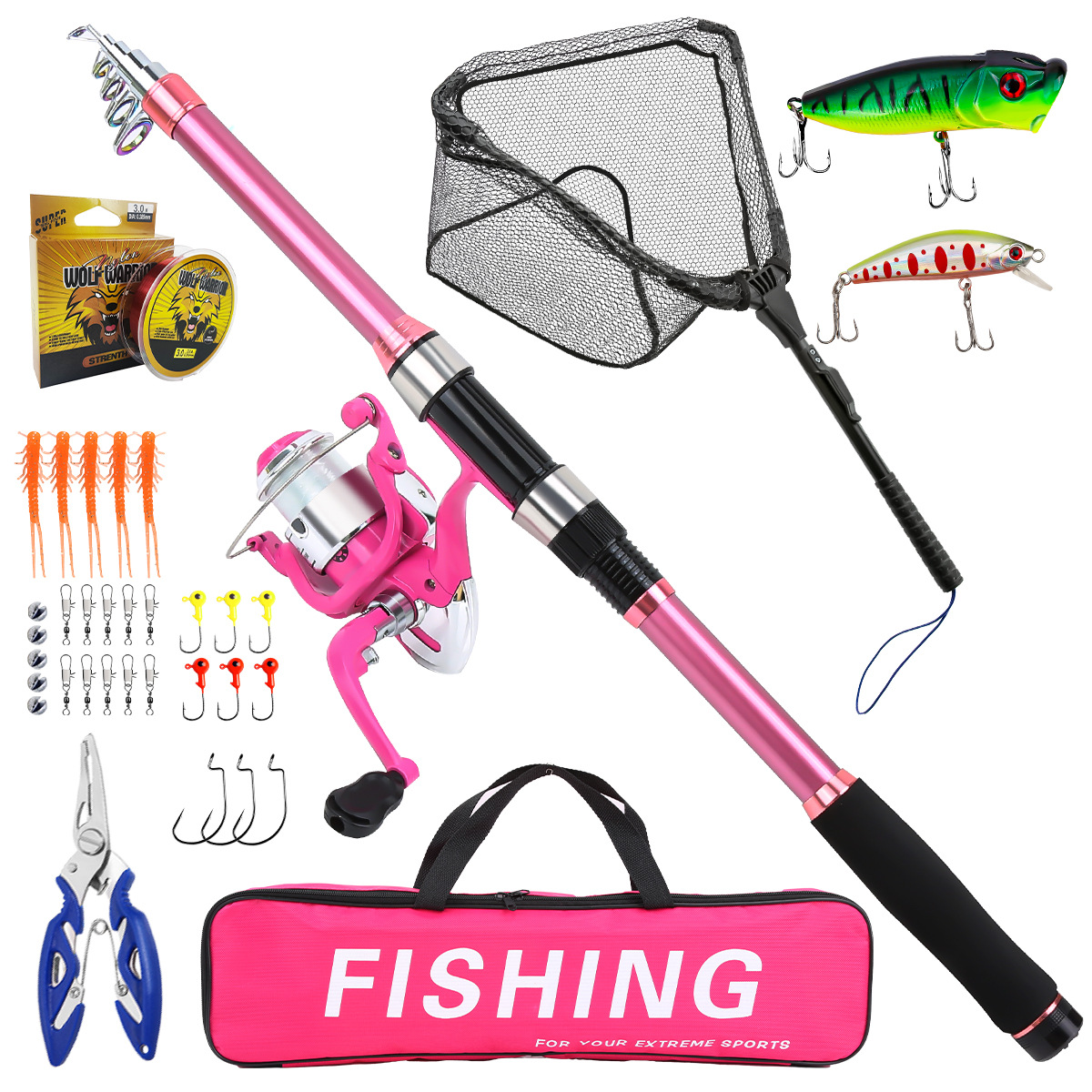 Fishing Rod Spinning - مجموعة صيد كاملة مع صنارة صيد