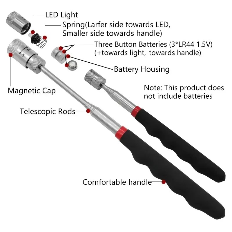 قلم مغناطيسي تلسكوبي مع ضوء LE - مراجعة Fishing Rod Telescopic وسعره